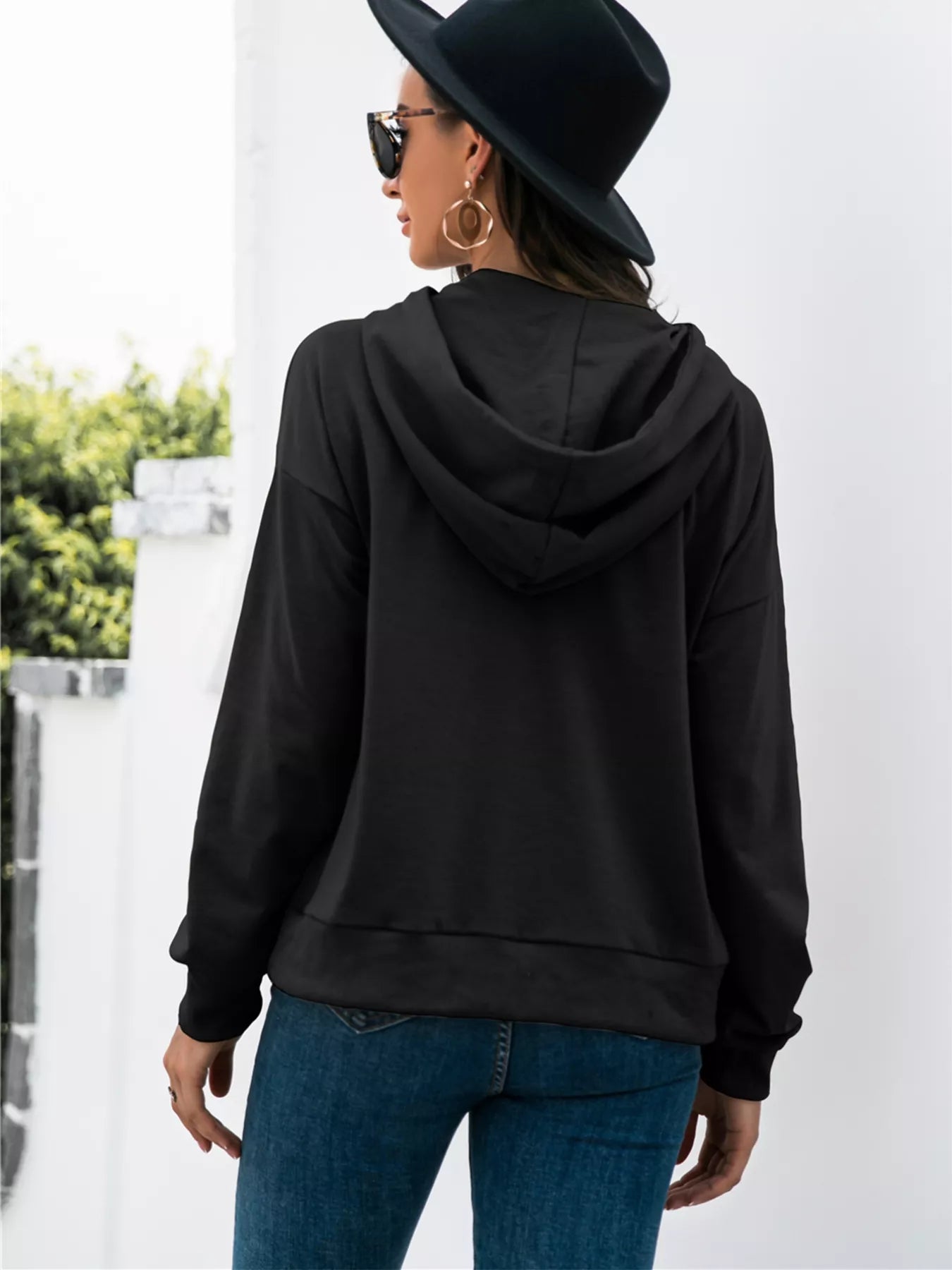Full Size Snap-Down Hoodie with Kangaroo Pocket Plus Size OutfitFlow