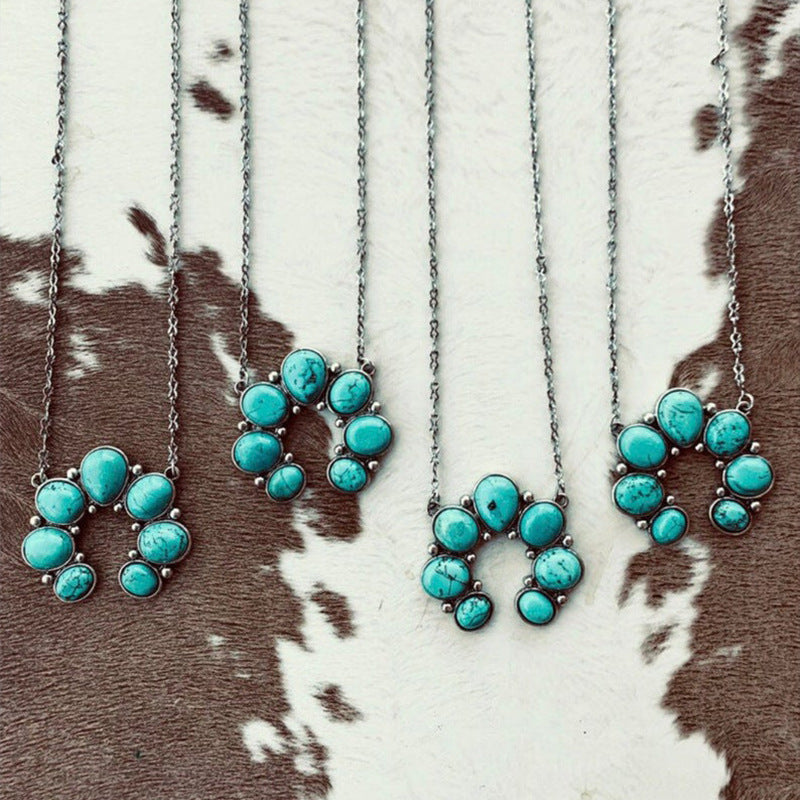 Outfit Flow - Artificial Turquoise Alloy Pendant Necklace