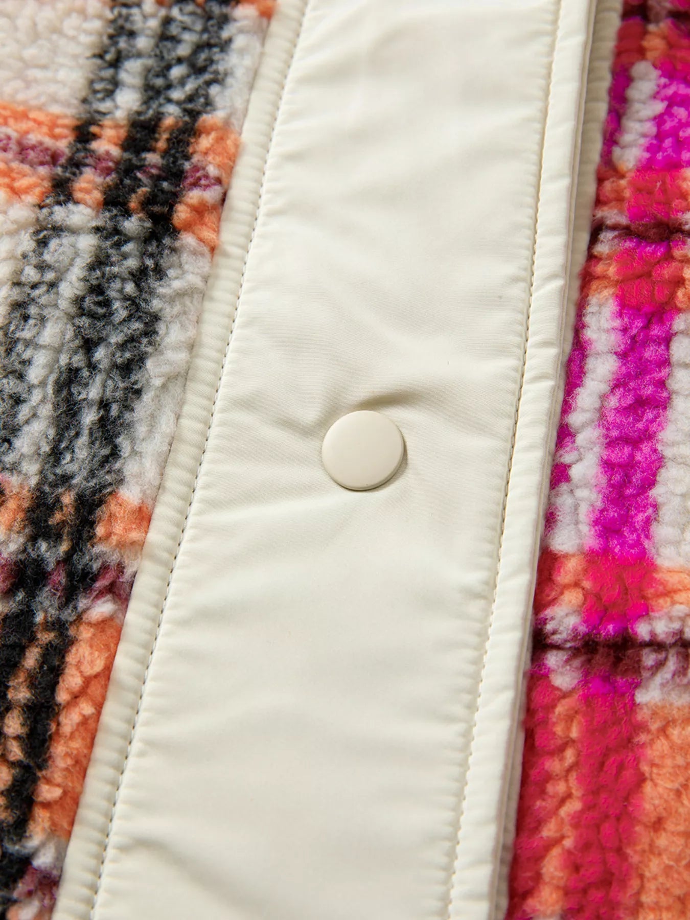 Sherpa Plaid Snap Down Vest Coat Trendsi