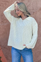 And The Why Textured Basic Collar Neck Sweater Pullover OutfitFlow