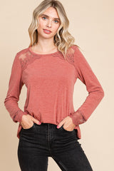 Outfit Flow - Super Lady Full Size Lace Detail Round Neck T-Shirt