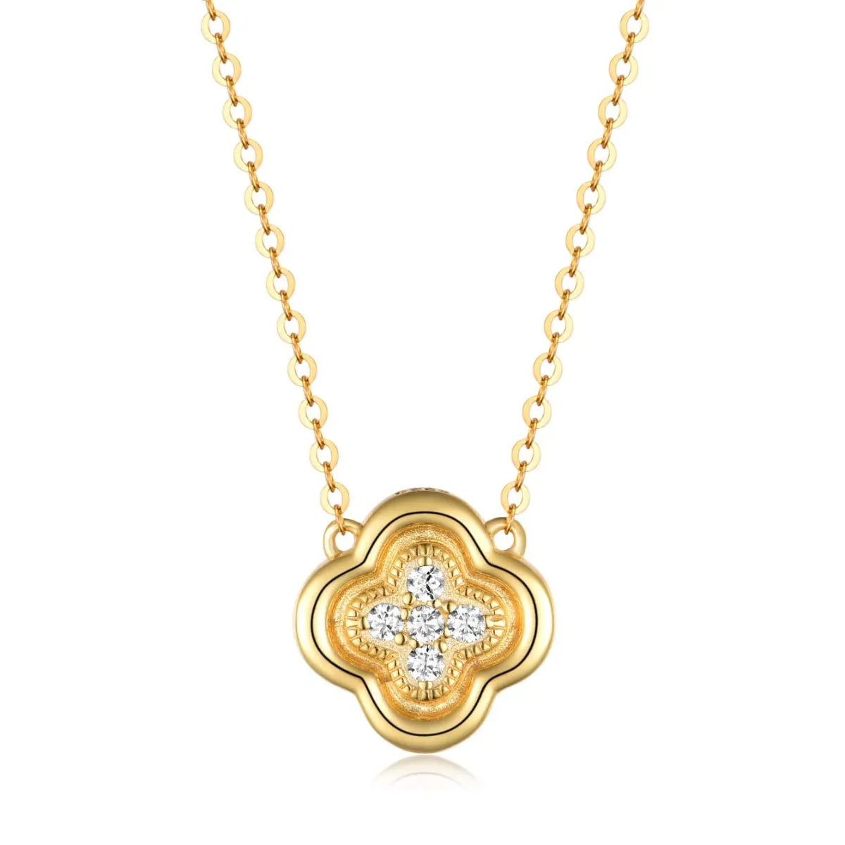 925 Sterling Silver Moissanite Leaf Clover Necklace OutfitFlow