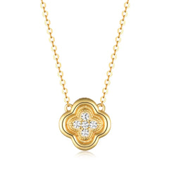925 Sterling Silver Moissanite Leaf Clover Necklace OutfitFlow