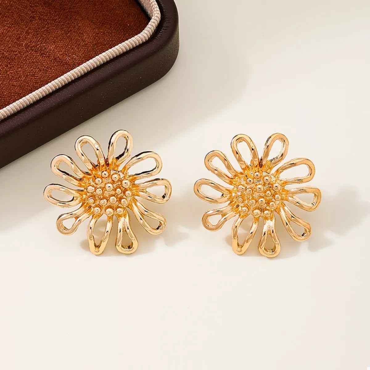 18K Gold-Plated Flower Stud Earrings OutfitFlow