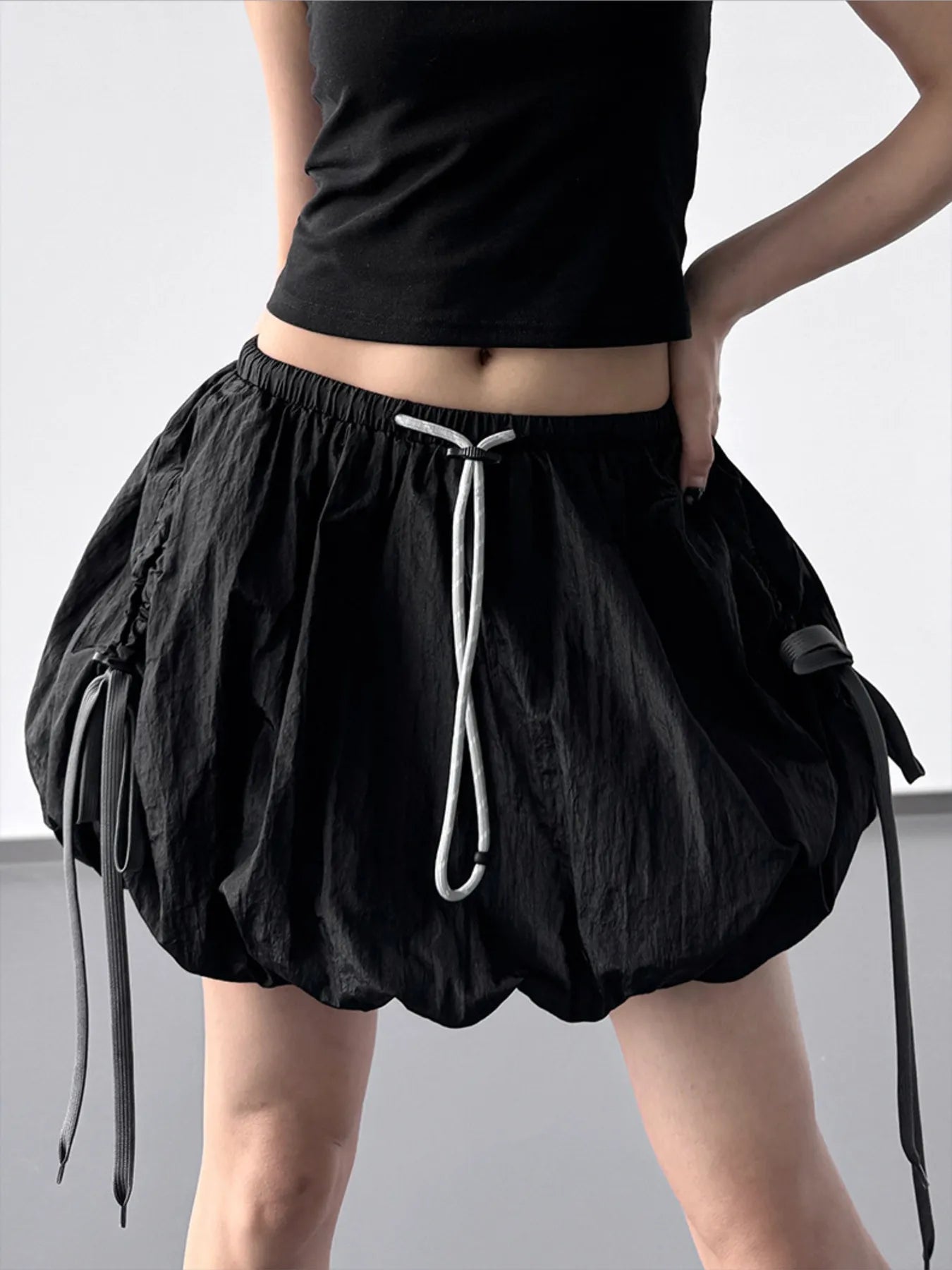 Bubble Drawstring Casual Shorts OutfitFlow