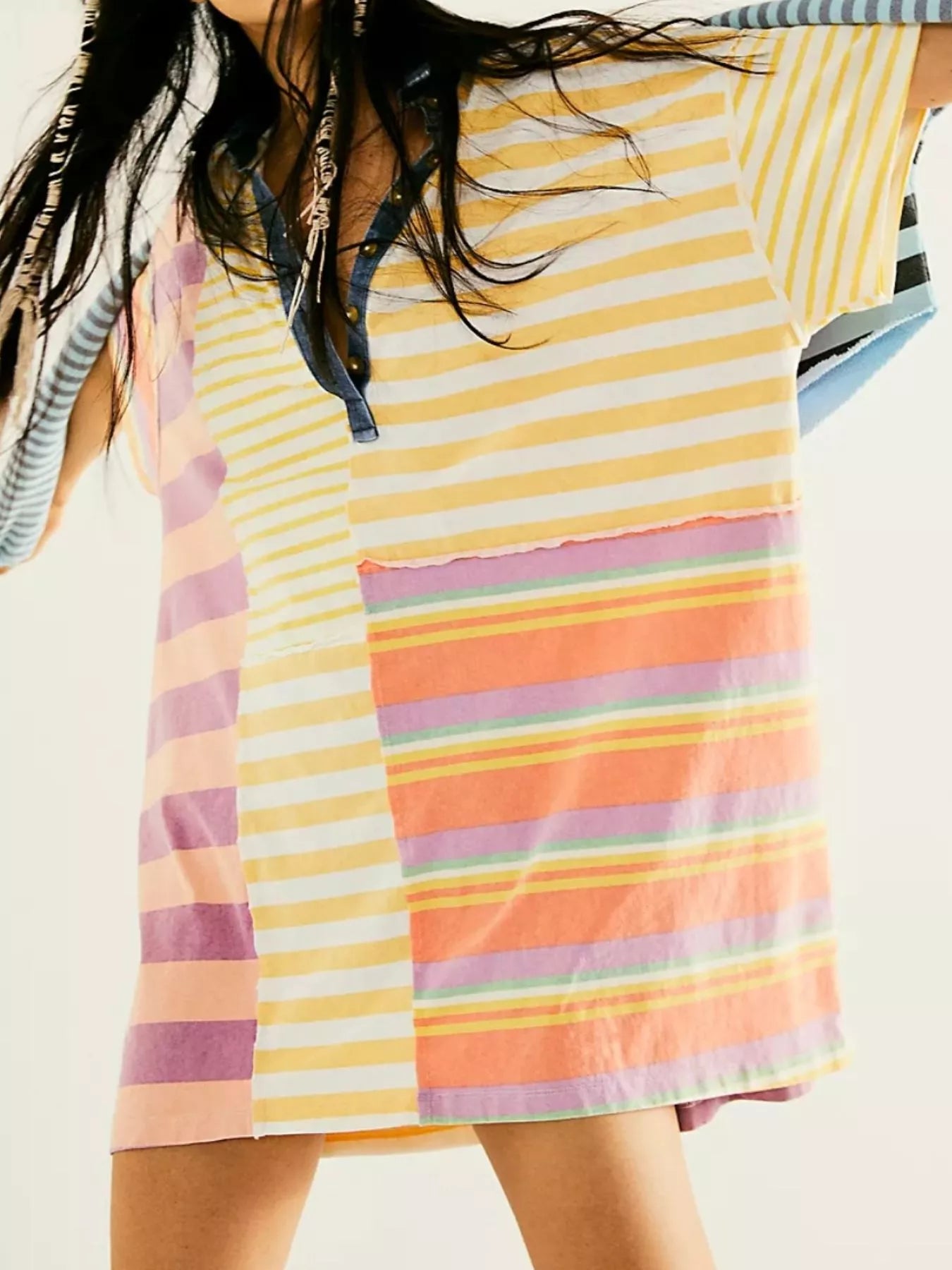 Striped Oversized Half Button Shirt Dress OutfitFlow