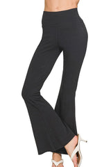 Zenana Raw Edge Hem Flare Yoga Pants OutfitFlow