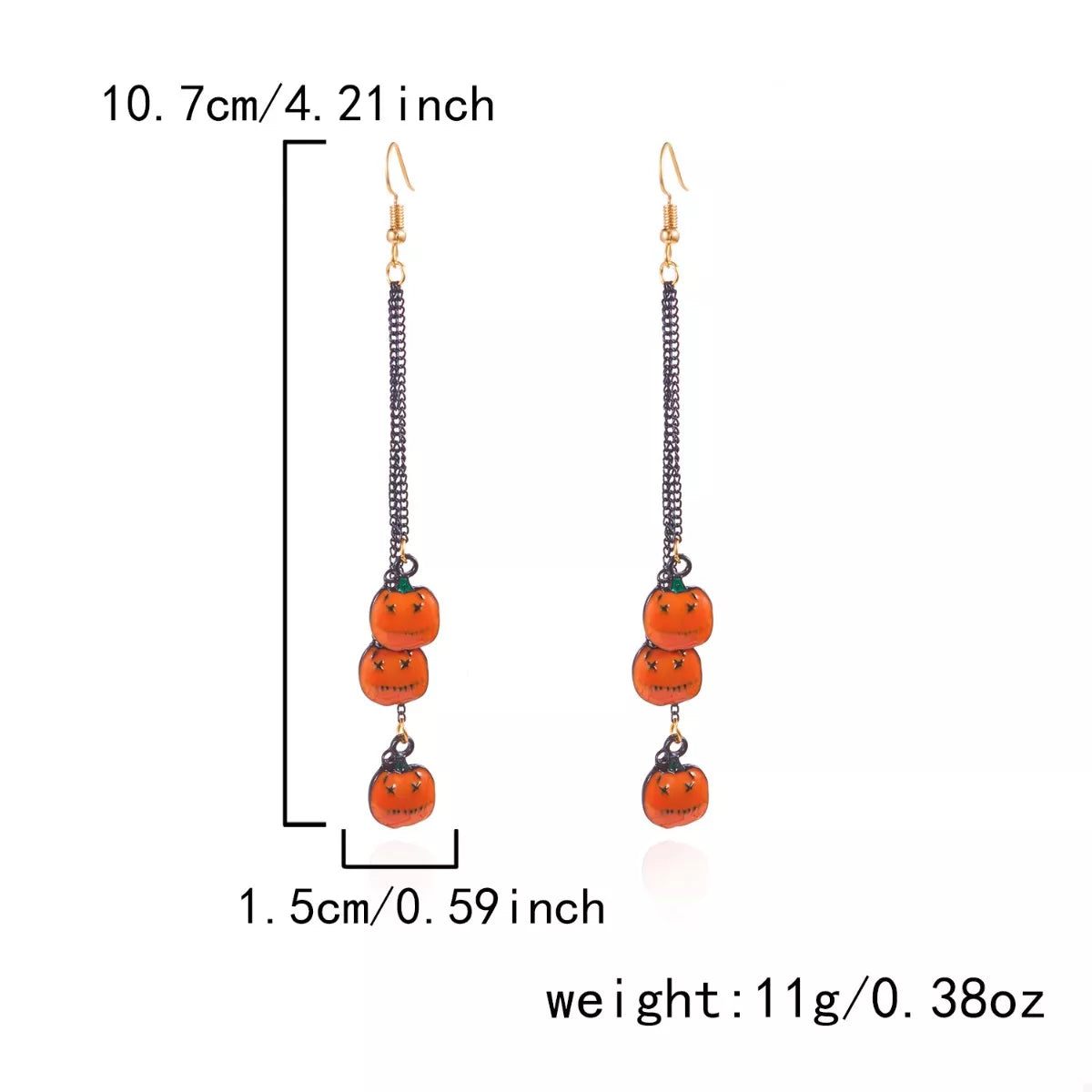 Halloween Pumpkin Chain Drop Earrings OutfitFlow