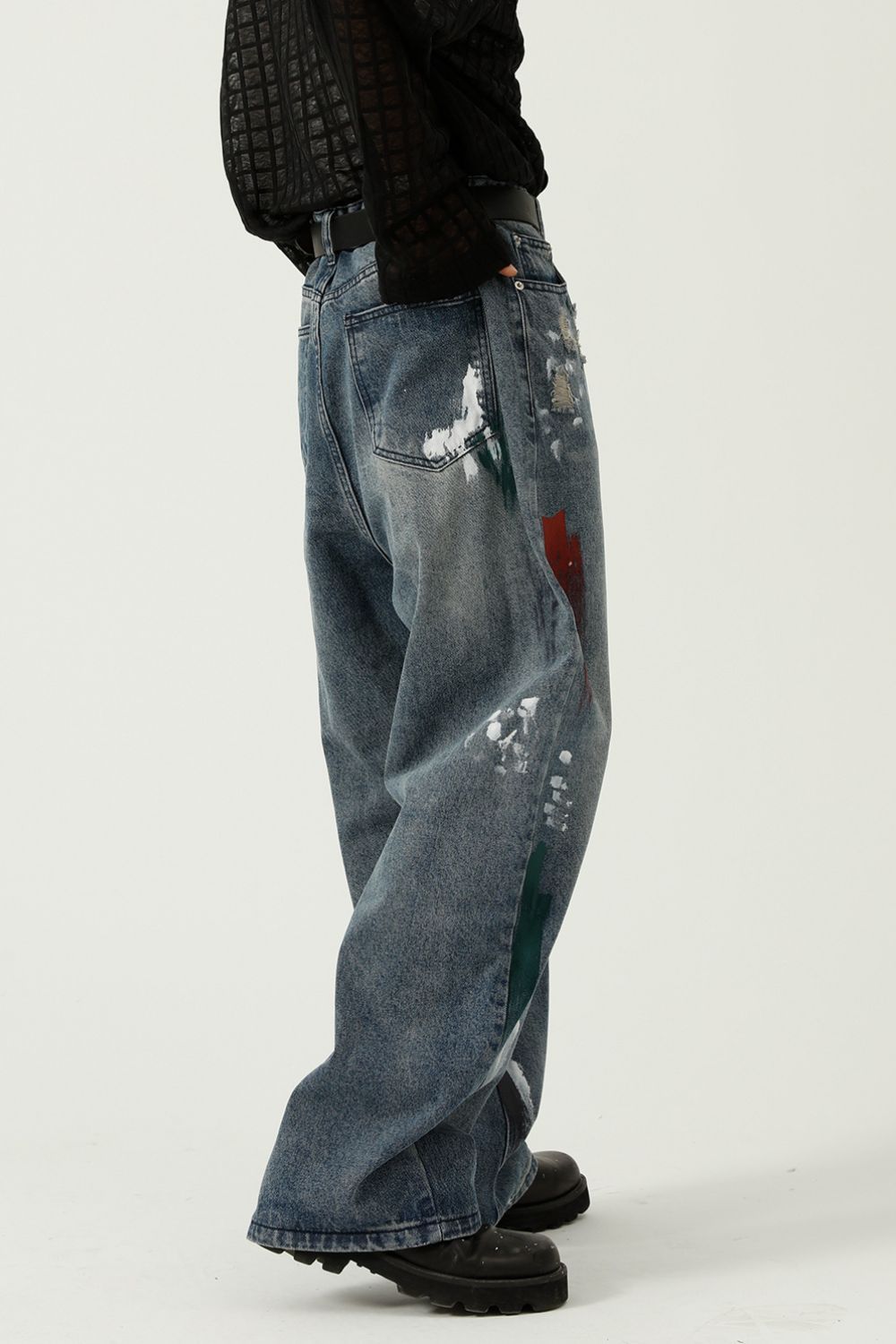 Washed Distressed Wide-Leg Jeans OutfitFlow