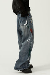 Washed Distressed Wide-Leg Jeans OutfitFlow