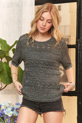 ADORA Lightweight Lurex Sweater Knit Top BLACK OutfitFlow