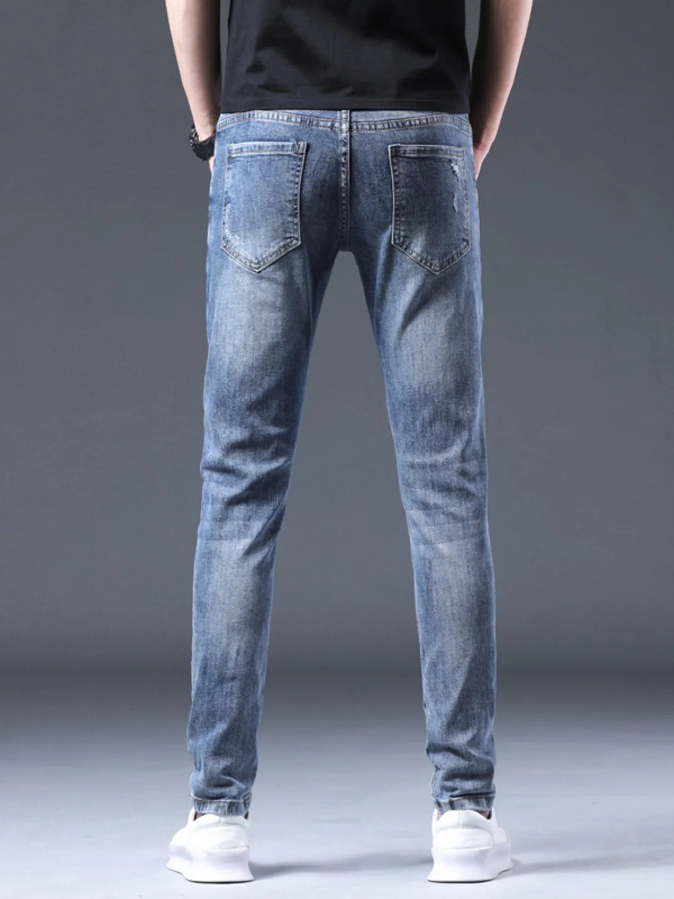 Men's Distressed Slim Fit Ripped Jeans OutfitFlow