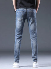 Men's Distressed Slim Fit Ripped Jeans OutfitFlow