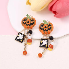Halloween Pumpkin Ghost Dangle Earrings OutfitFlow