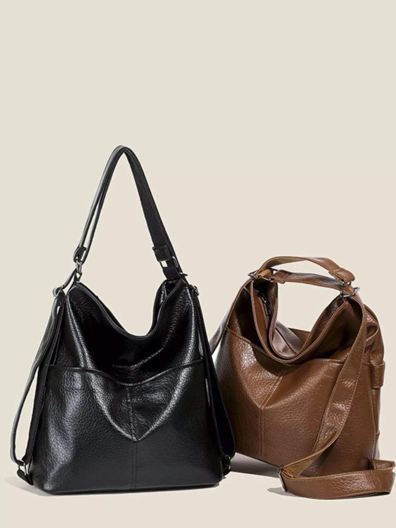 Leather Convertible Shoulder Bag OutfitFlow