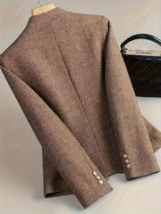 Flower One Button Long Sleeve Blazer OutfitFlow