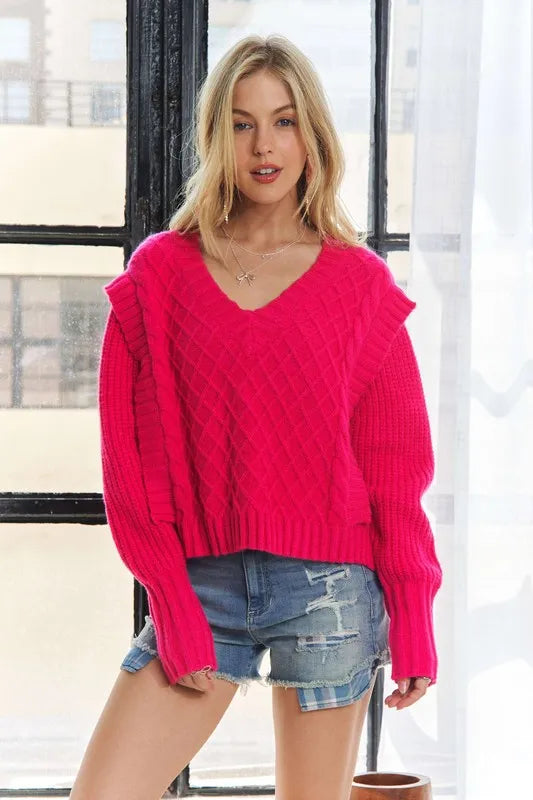 ADORA Ruffle Detail Adorable Sweater OutfitFlow