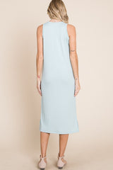 BOMBOM Ribbed Knit Sleeveless Midi Dress OutfitFlow