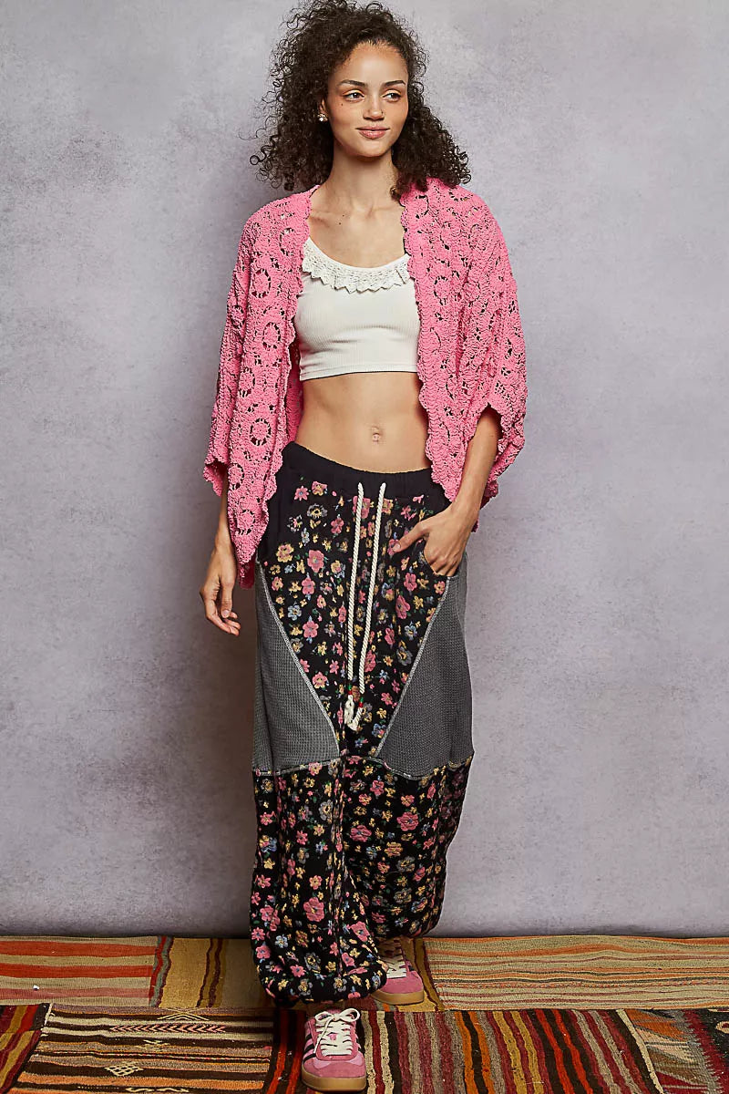 POL Floral Pattern Open Front Cardigan Trendsi