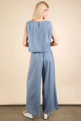 VERY J Solid Woven Top & Pants Set OutfitFlow