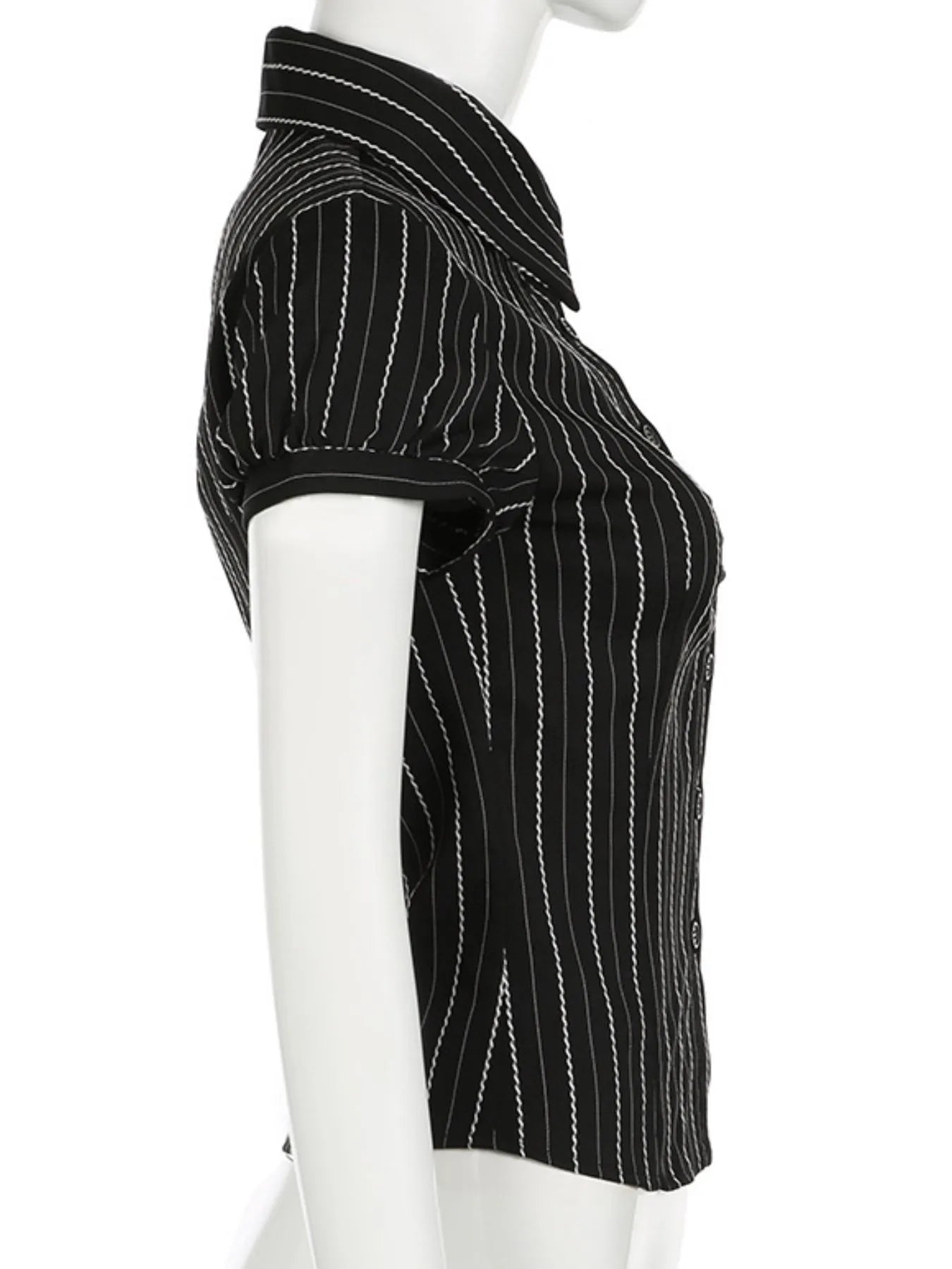 Striped Button-Down Collared Neck Shirt OutfitFlow