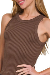 Zenana Seamless Ribbed Crop Tank OutfitFlow