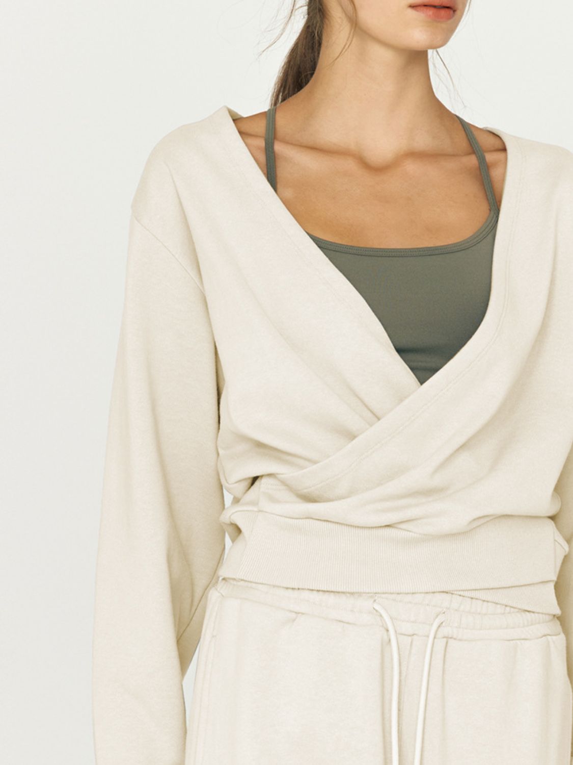 Outfit Flow - Surplice Long Sleeve Sweatshirt