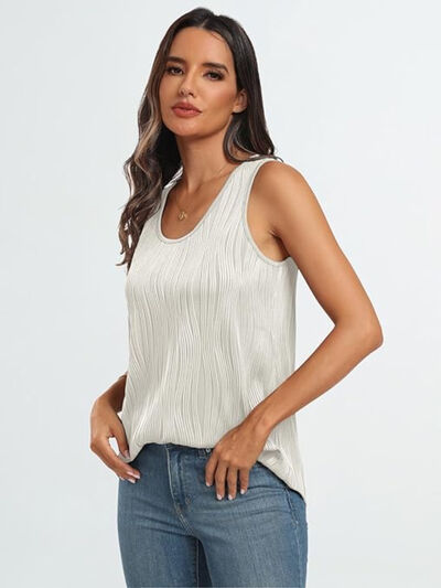 Round Neck Wide Strap Tank OutfitFlow