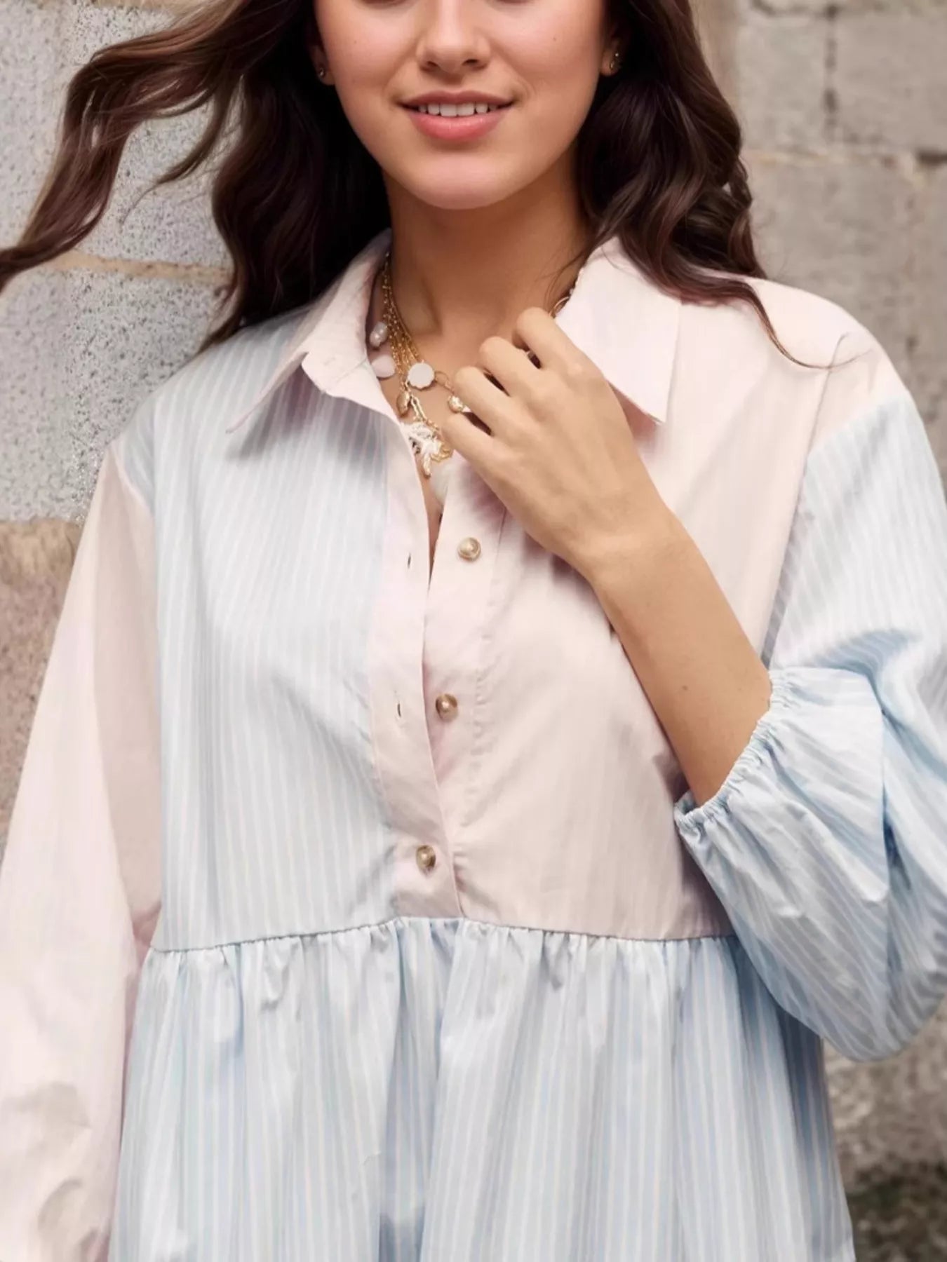Tiered Button-Front Shirt Dress OutfitFlow