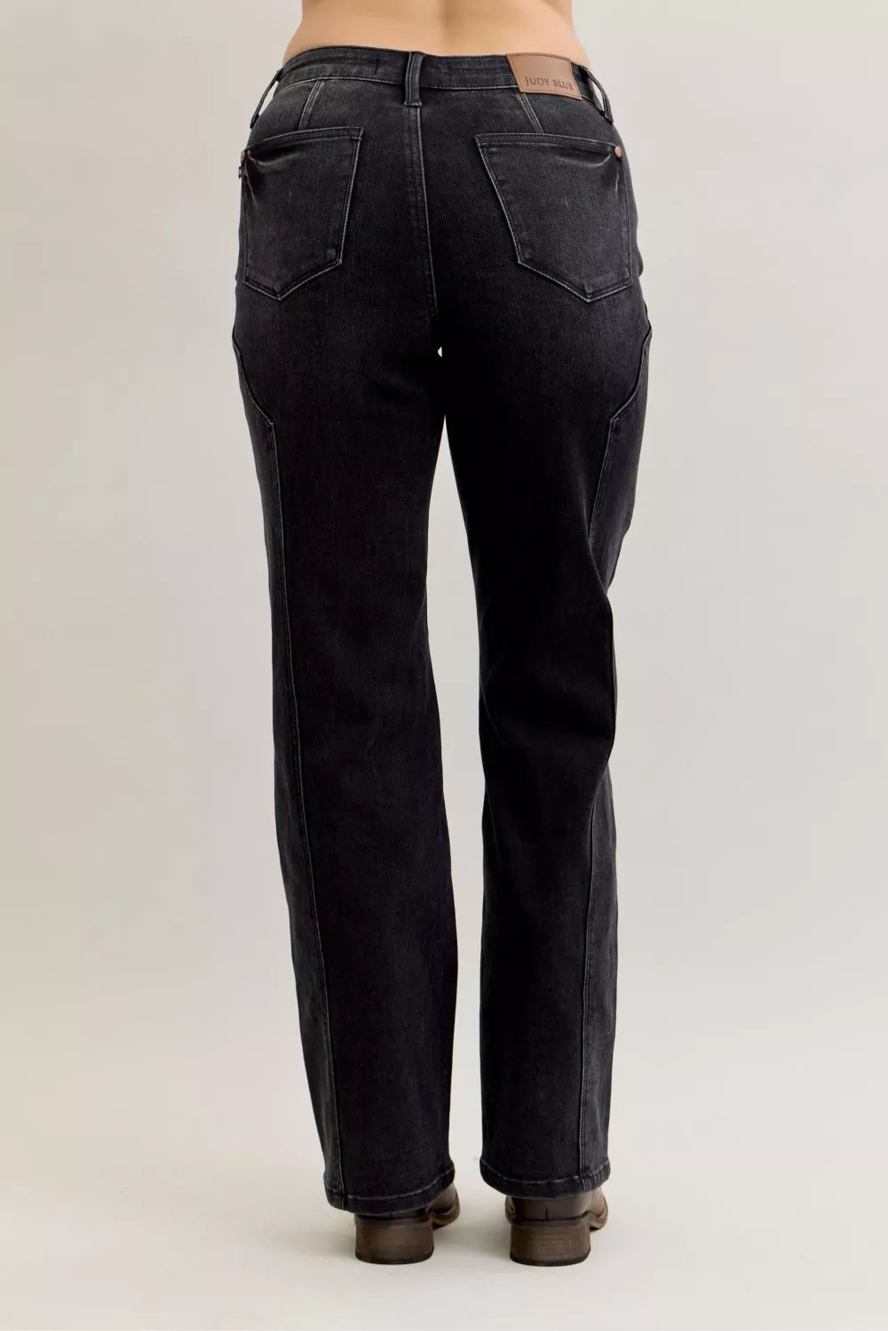 Judy Blue Mid Rise Straight Western Seam Detail Jeans Trendsi
