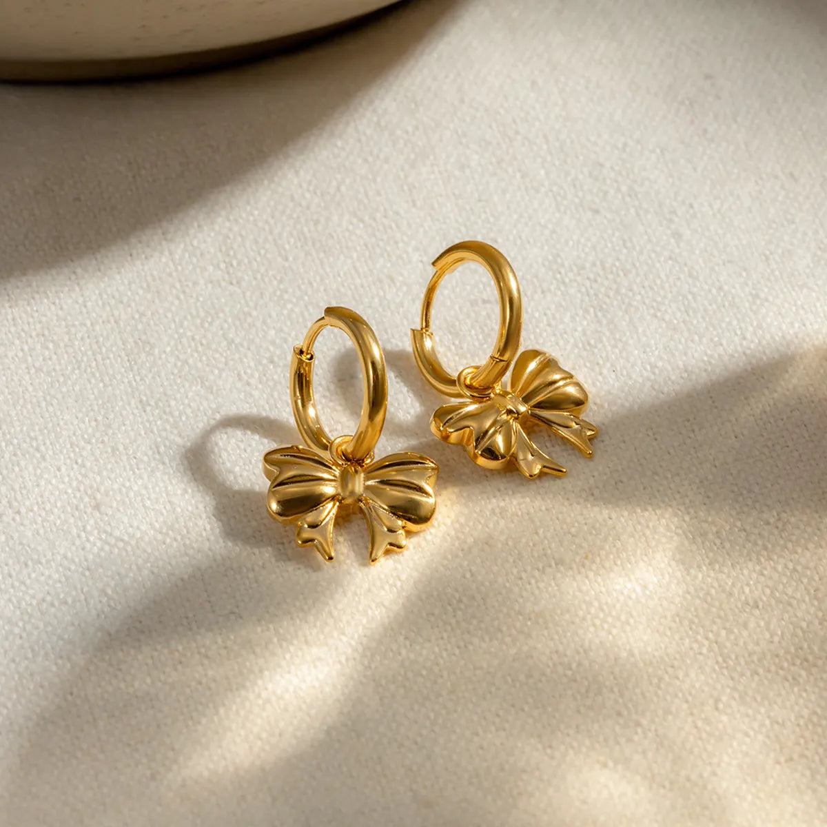 18K Gold-Plated Stainless Steel Bow Earrings OutfitFlow