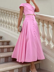 Short Sleeve Top and Skirt set OutfitFlow