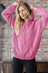 Outfit Flow - Heimish Ribbed Long Sleeve Hoodie with Kangaroo Pocket