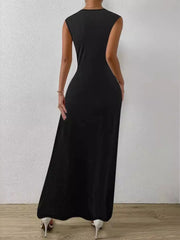 Round Neck Sleeveless Maxi Dress OutfitFlow