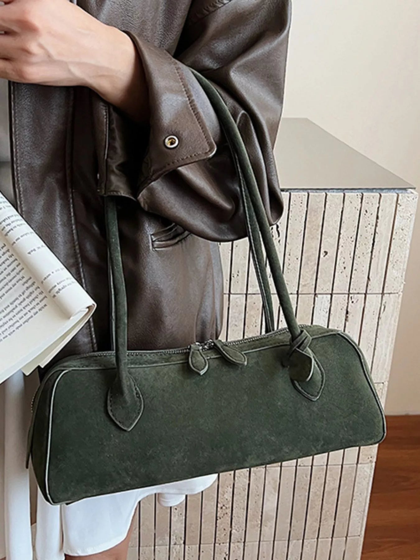 Solid Color Shoulder Bag Trendsi