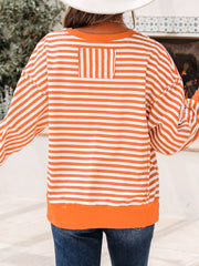 Striped Long Sleeve Casual Sweatshirt OutfitFlow