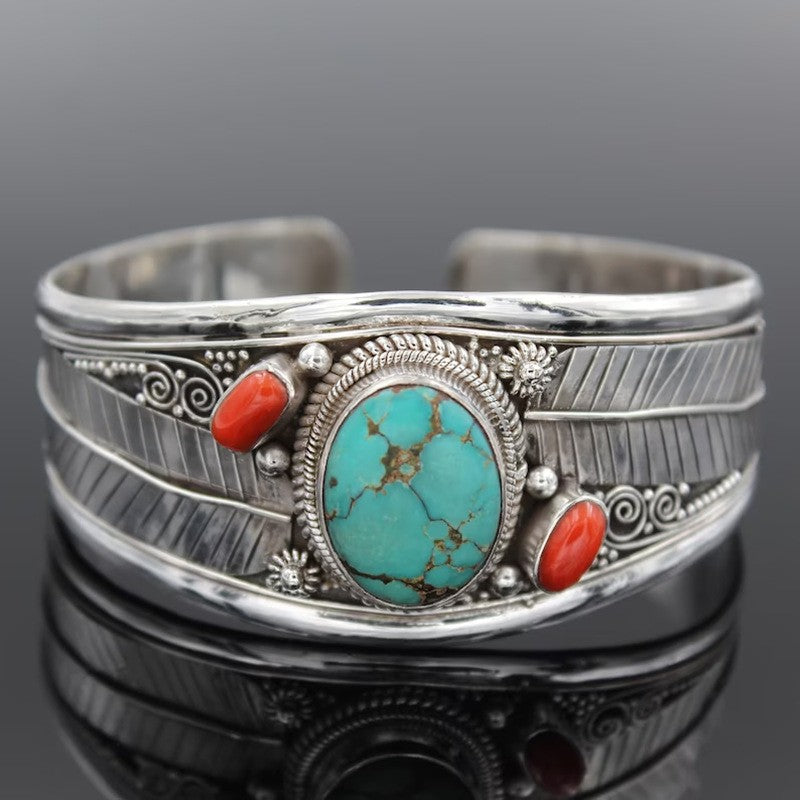 Outfit Flow - Artificial Turquoise Alloy Open Bracelet