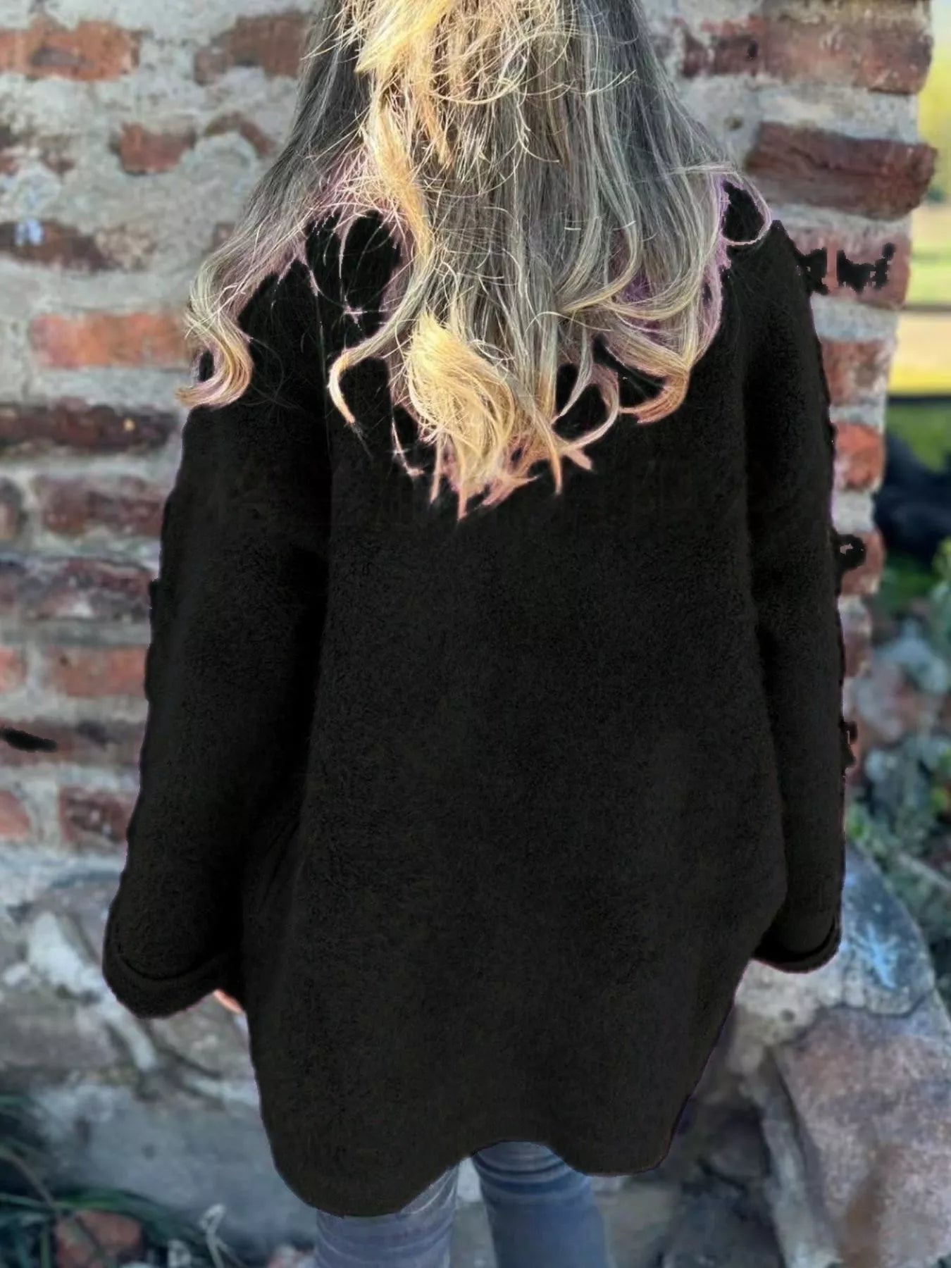 Open Front Long Sleeve Fluffy Jacket Trendsi