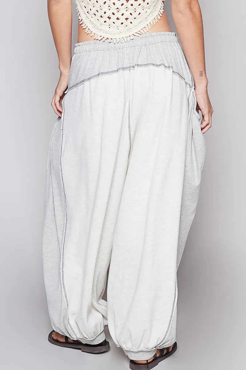 POL Contrast Stitching Pants with Drawstring Waist OutfitFlow