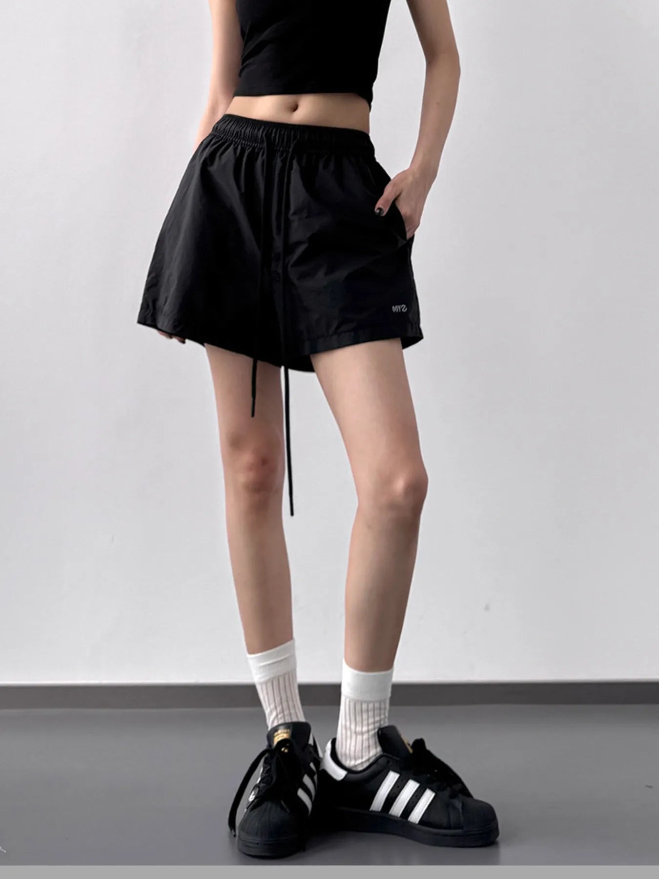 High Waisted Drawstring Shorts OutfitFlow