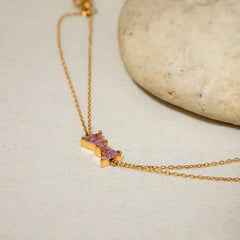 Stainless Steel Zircon Bow Bracelet OutfitFlow