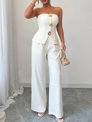 Tube Top and Wide Leg Pants Set OutfitFlow