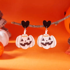 Halloween Pumpkin Heart Drop Earrings OutfitFlow