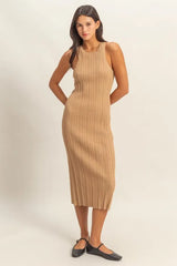 HYFVE Round Neck Bodycon Ribbed Knit Dress OutfitFlow