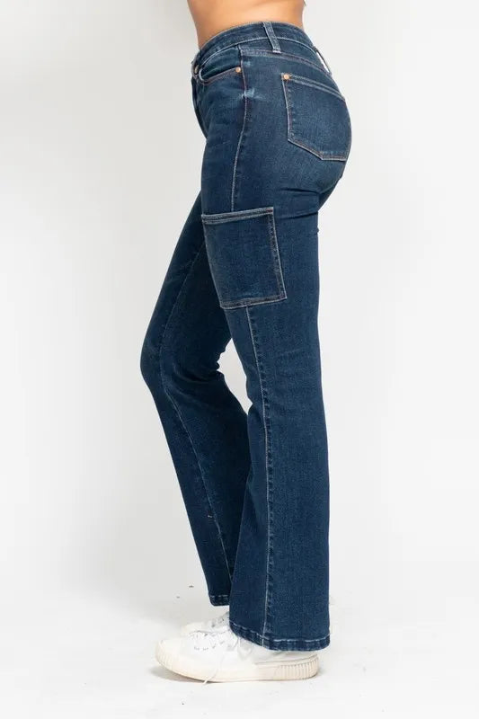 Judy Blue Full Size High Waist Cargo Bootcut Jeans Plus Size OutfitFlow