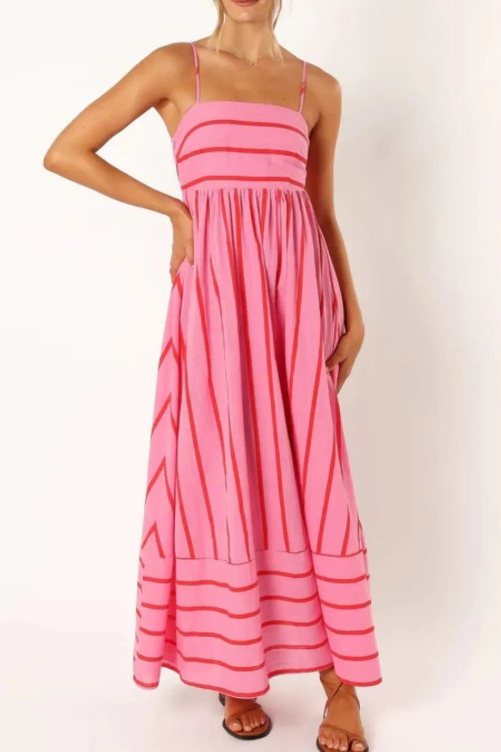 Striped Square Neck Cami Dress OutfitFlow
