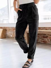Relaxed Fit Corduroy Pants Black OutfitFlow