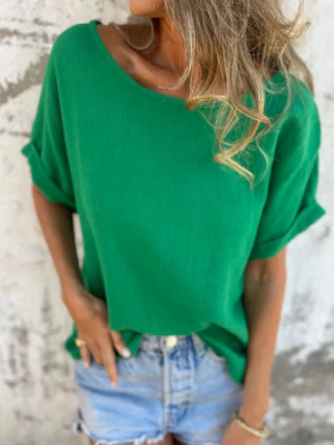 Full Size Round Neck Short Sleeve T-Shirt Plus Size OutfitFlow