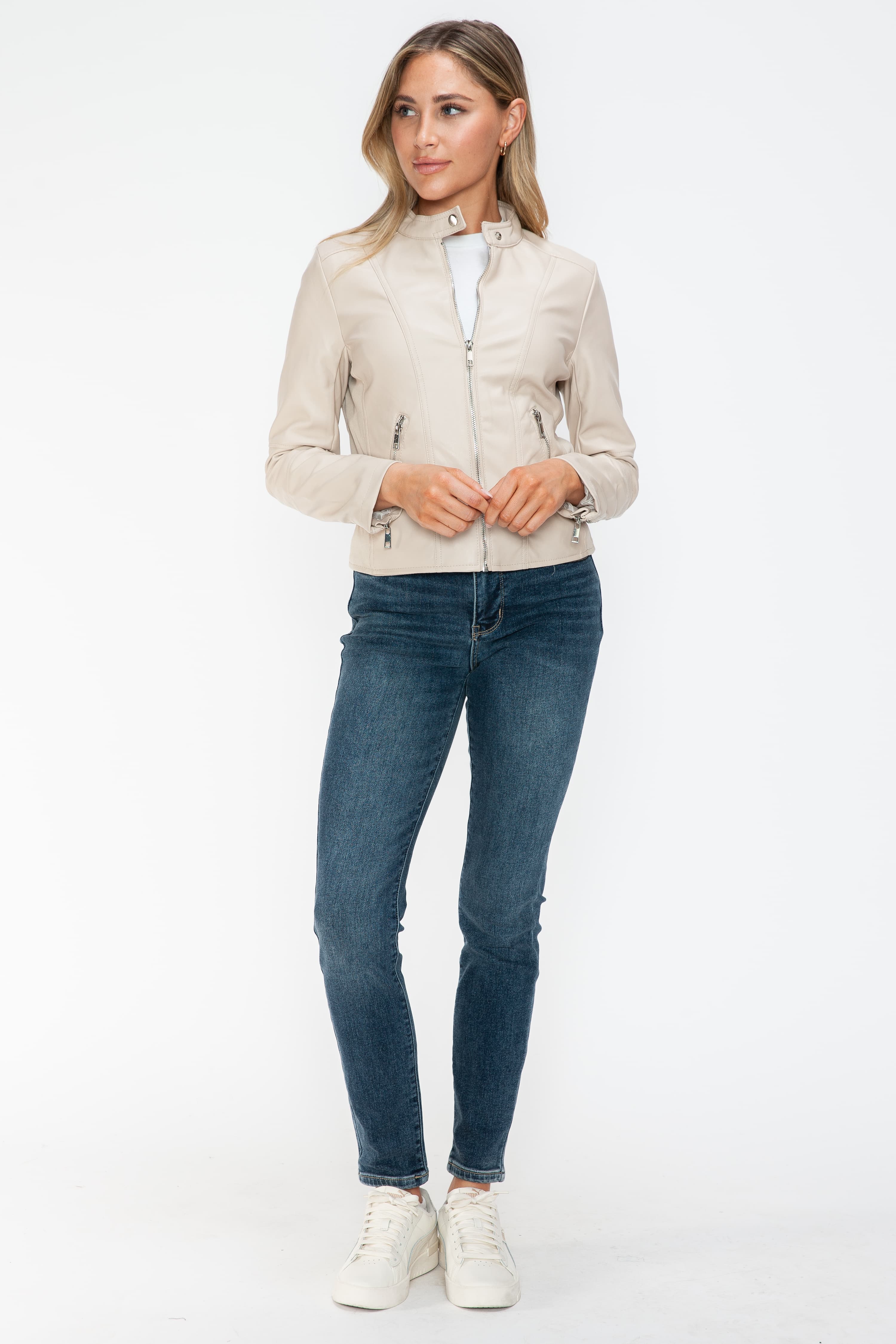 Outfit Flow - Snobbish PU Leather Zip Up Jacket with Pockets