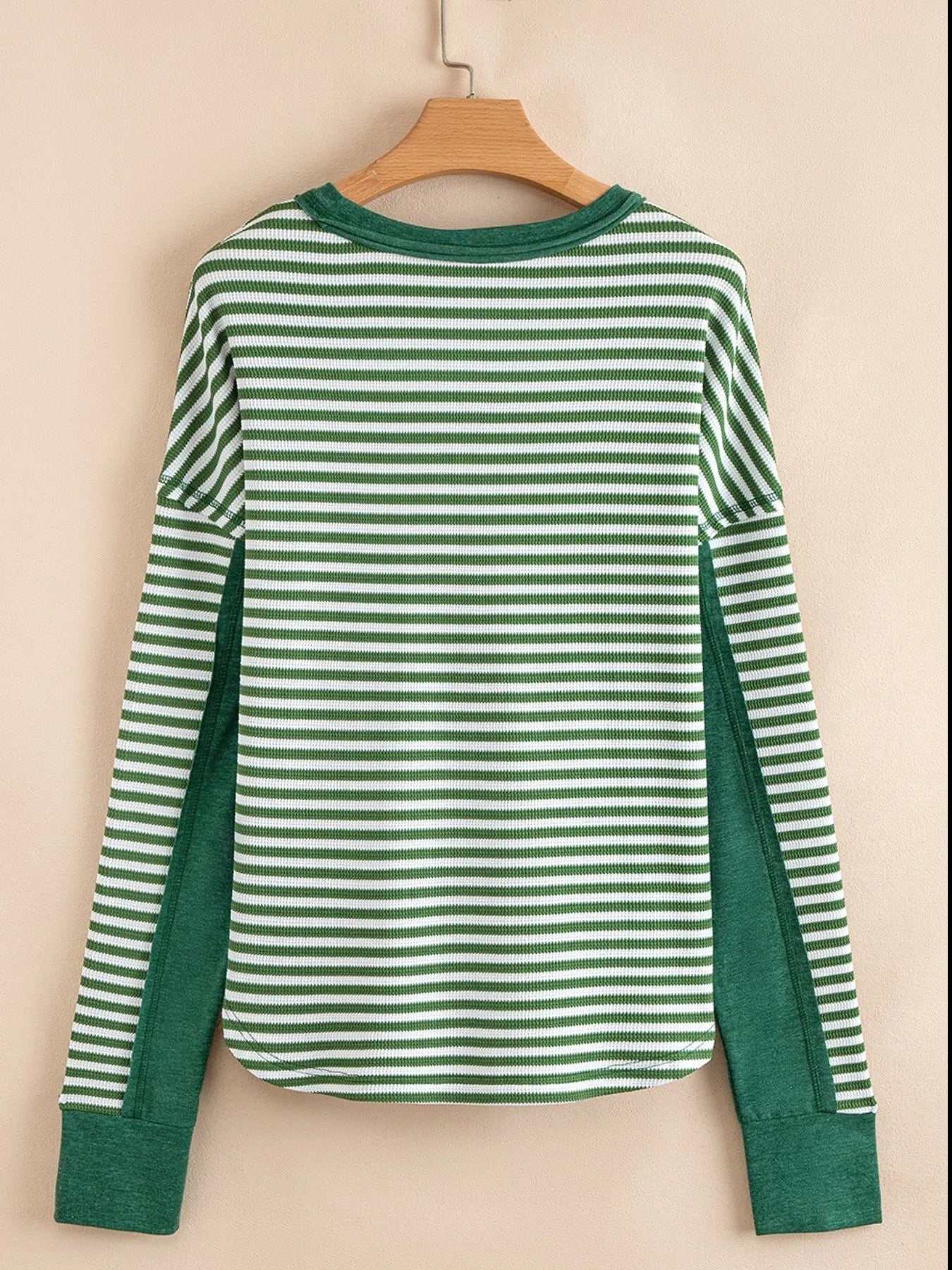 Striped Round Neck Long Sleeve Sweatshirt OutfitFlow